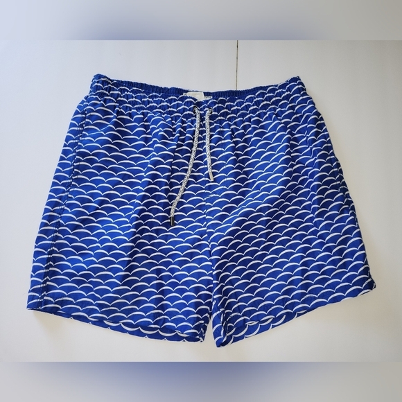 The Endless Summer Blue Wave Pattern Men's Swim Short Trunks - Picture 1 of 10